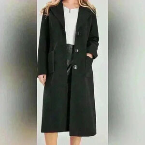 Women's Notch Lapel Wool Blend Coat - Classic Mid-Length Style | Size XXL 🖤